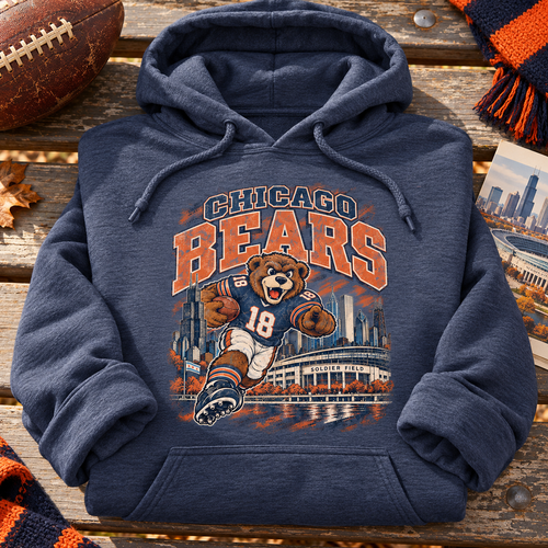 Chicago Bears Mascot Hoodie folded with rolled sleeves in Heather Sport Dark Navy