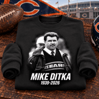 Coach Mike Ditka Chicago Football Crewneck Sweatshirt — folded product with design-related background