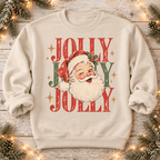 Sand Jolly Santa vintage Christmas sweater folded with rolled sleeves