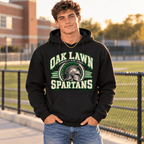 Male model wearing black OLCHS Spartans hoodie
