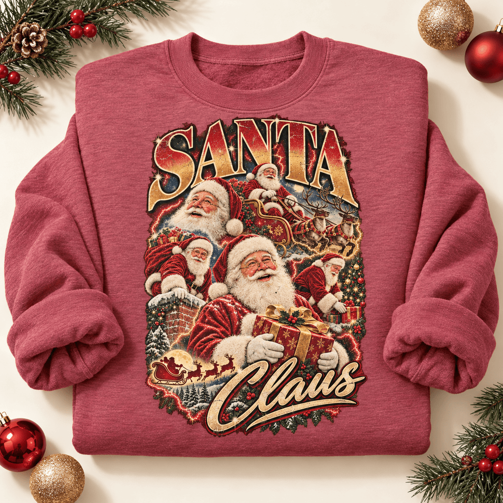 vintage 90s santa folded heather red