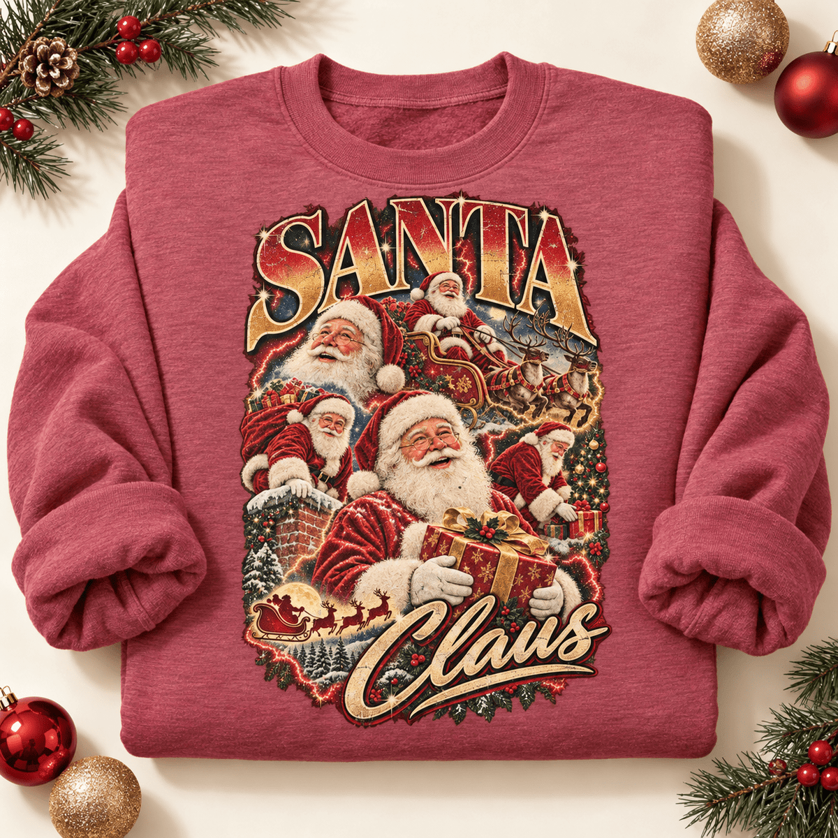vintage 90s santa folded heather red